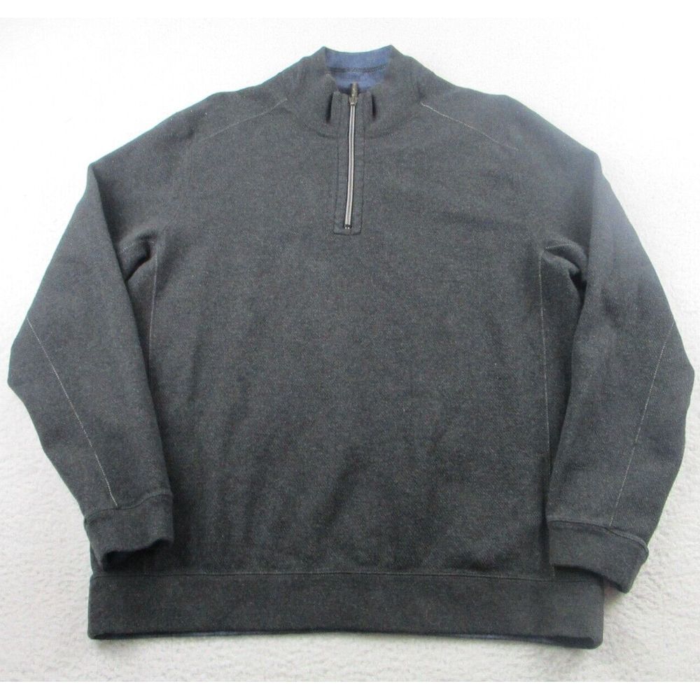 Tommy Bahama Sweater Mens Large Blue Gray Reversible Sweatshirt Casual Pullover‎